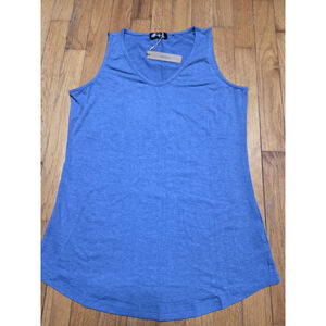 Womens V Neck Tank Tops Sleeveless Summer Loose Fit Shirts Blue Medium